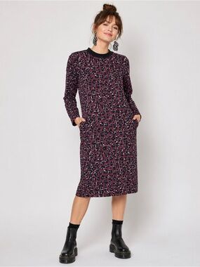 NWT Gorman Purple Leopard Print LS Sweater Shift Dress - AUS 8/US 4